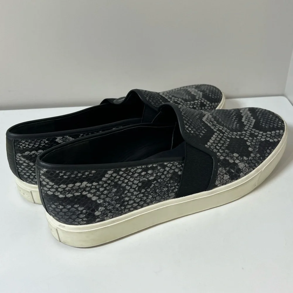 Vince Size 10 Blair Snakeskin Embossed Leather Granite Azzure Loafer Espadrille